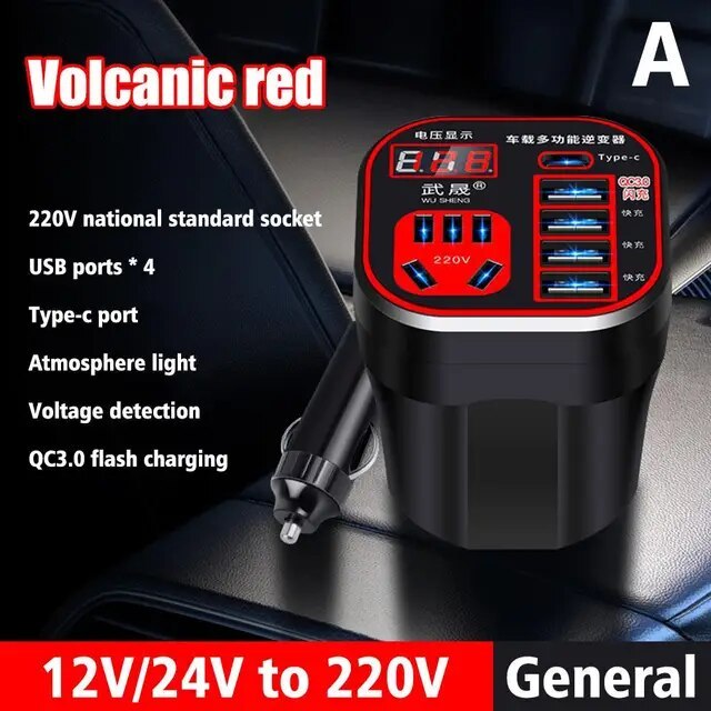 Car Mounted Cup Type Inverter Converter QC Charger